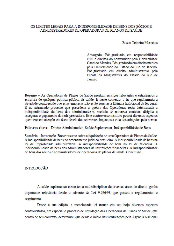 Os Limites Legais para a Indisponibilidade de Bens dos Sócios e Administradores de Operadoras de Planos de Saúde