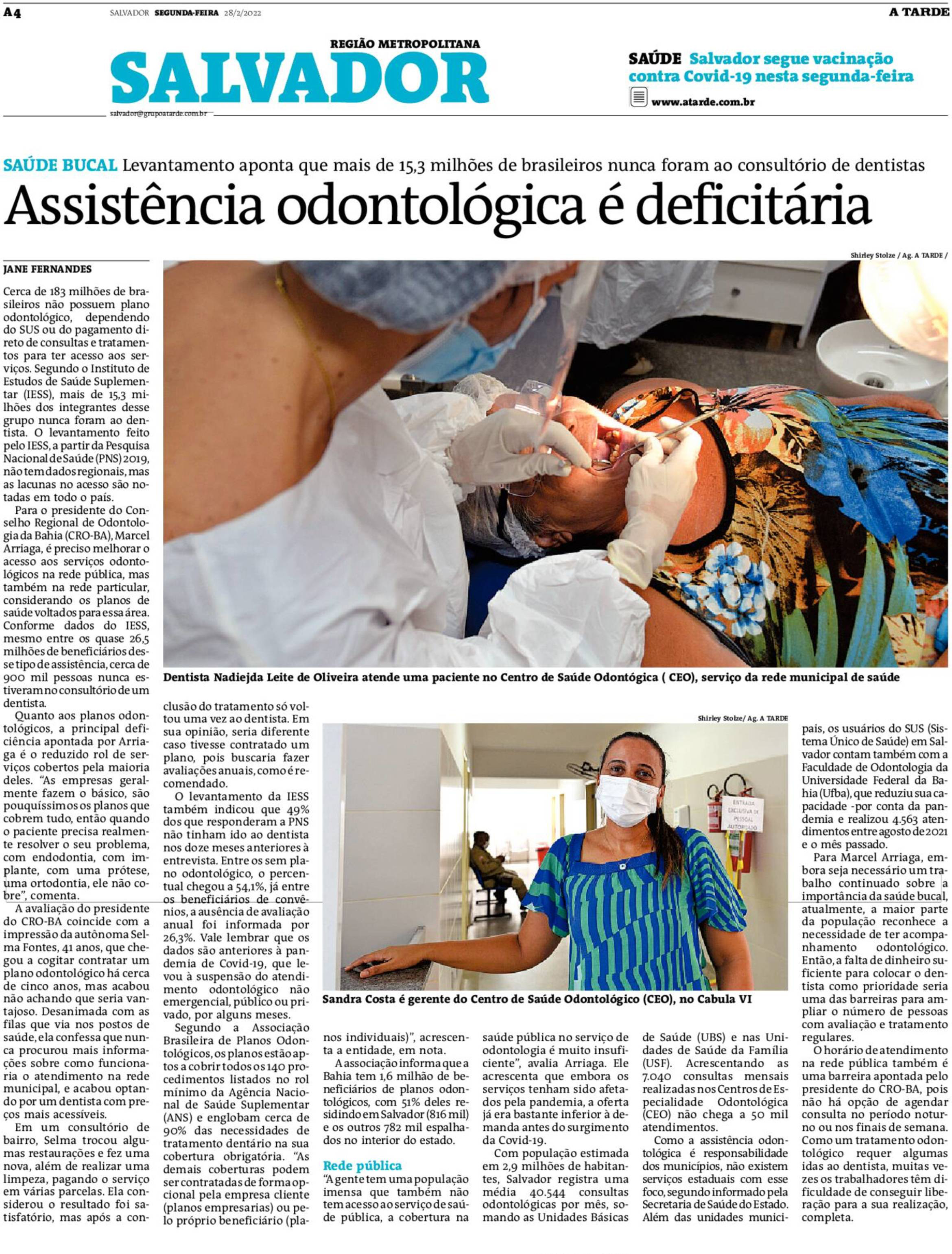 Assistência odontológica é deficitária